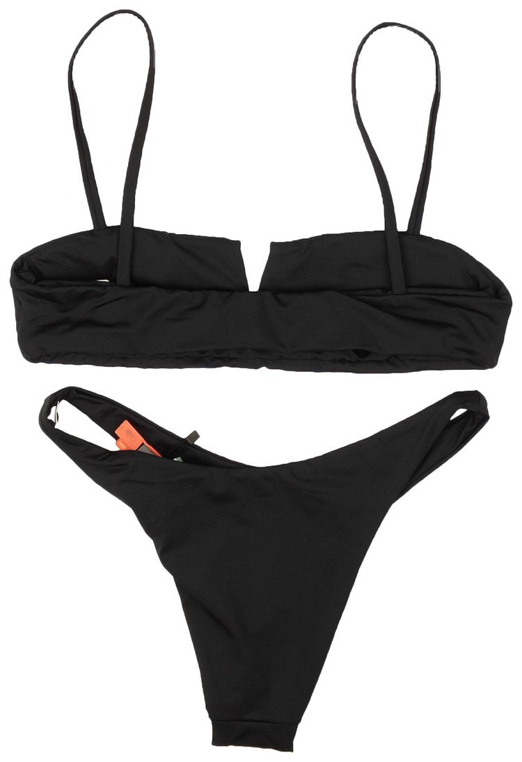 Off White Watercolor Slit Bikini Black