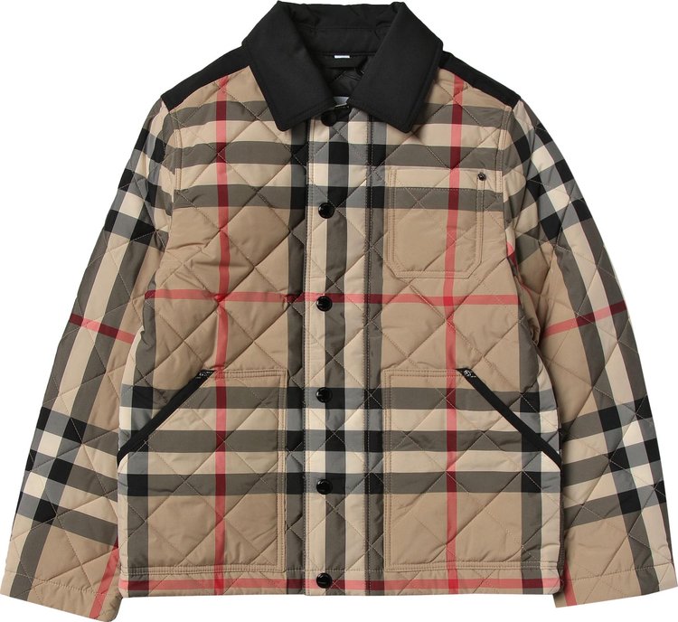Burberry Vintage Check Diamond Quilted Jacket 'Beige Print'