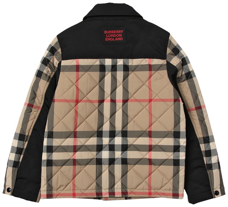 Burberry Vintage Check Diamond Quilted Jacket Beige Print