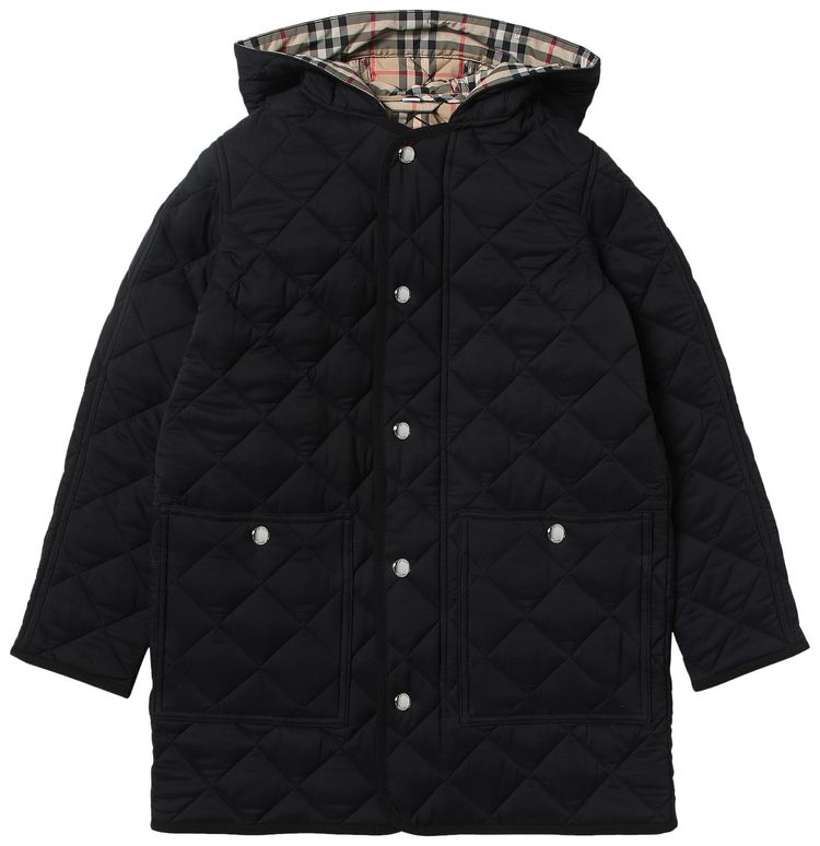 Burberry Diamond Quilted Hooded Jacket Beige Print