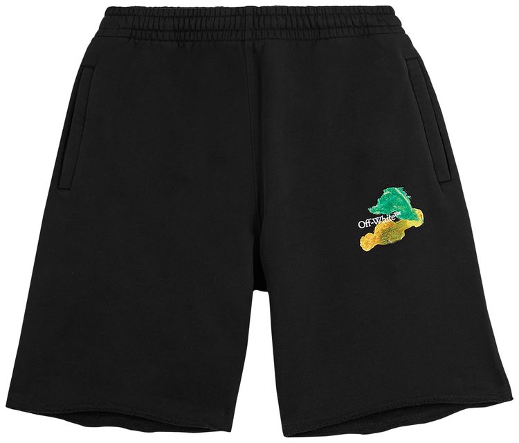 Off White Brush Arrow Sweatshorts BlackMulticolor