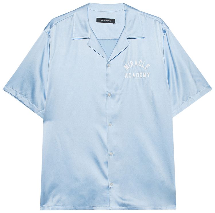 Nahmias Miracle Academy Silk Short Sleeve Button Down Light Blue