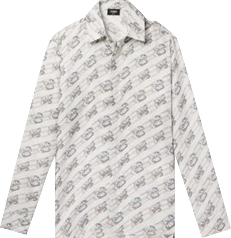 Fendi Logo Print Silk Shirt 'Gesso'