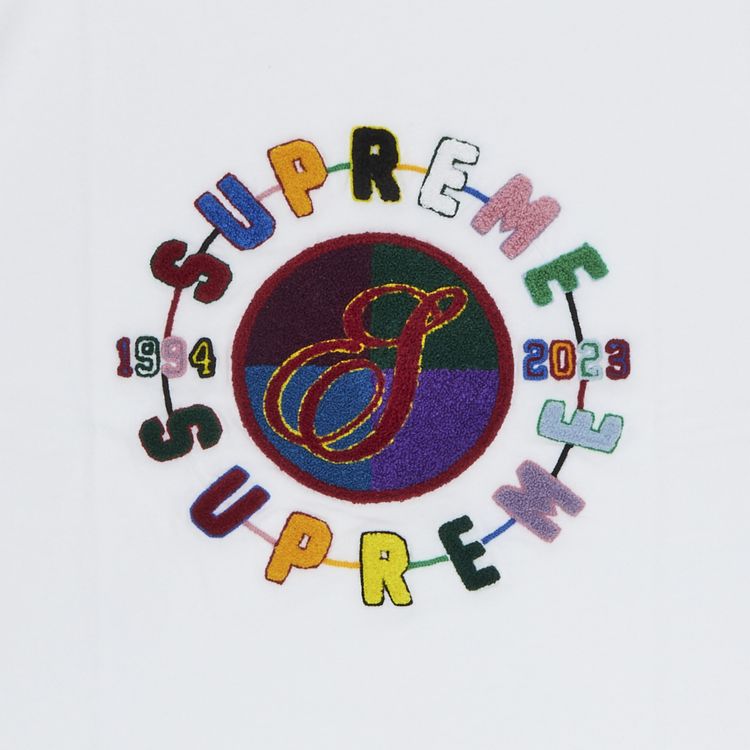 Supreme Chenille Crest Short Sleeve Top White