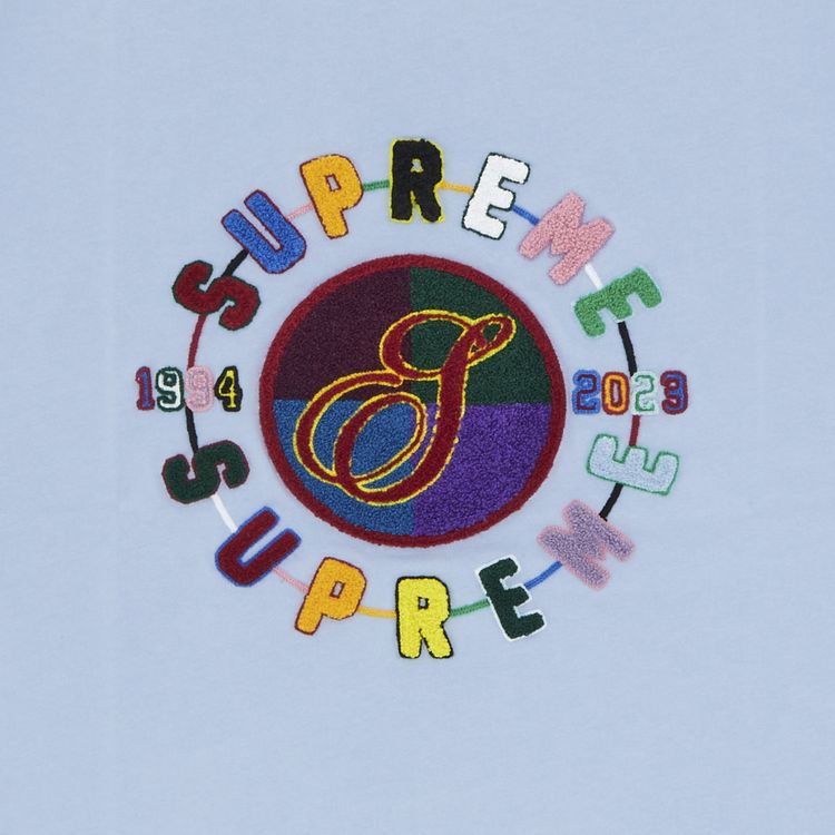 Supreme Chenille Crest Short Sleeve Top Light Blue