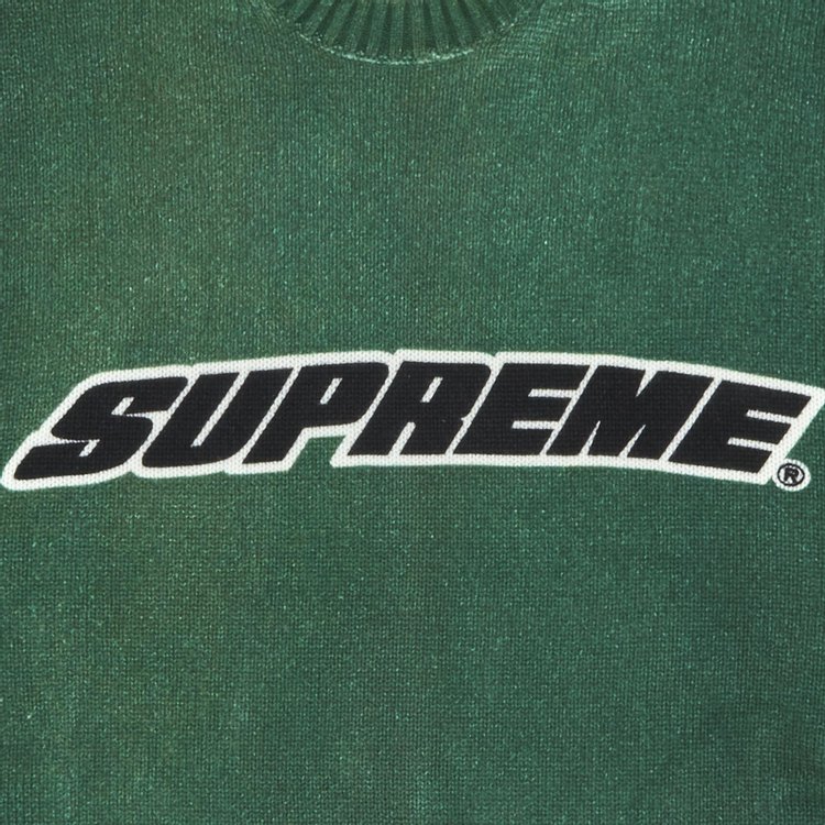 Supreme Printed Washed Sweater Olive