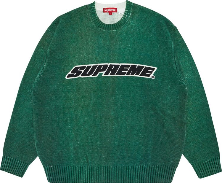Supreme Printed Washed Sweater 'Olive'
