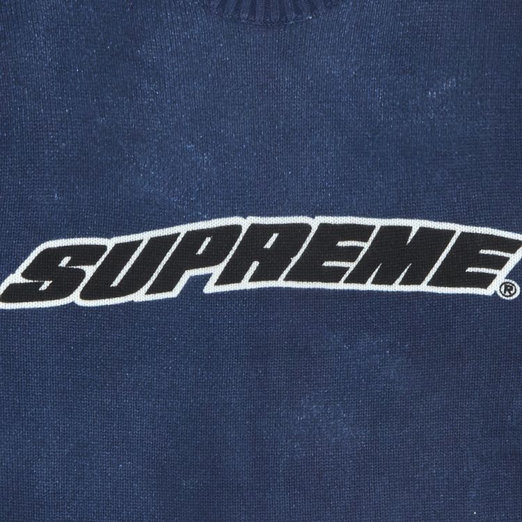 Supreme Printed Washed Sweater Navy