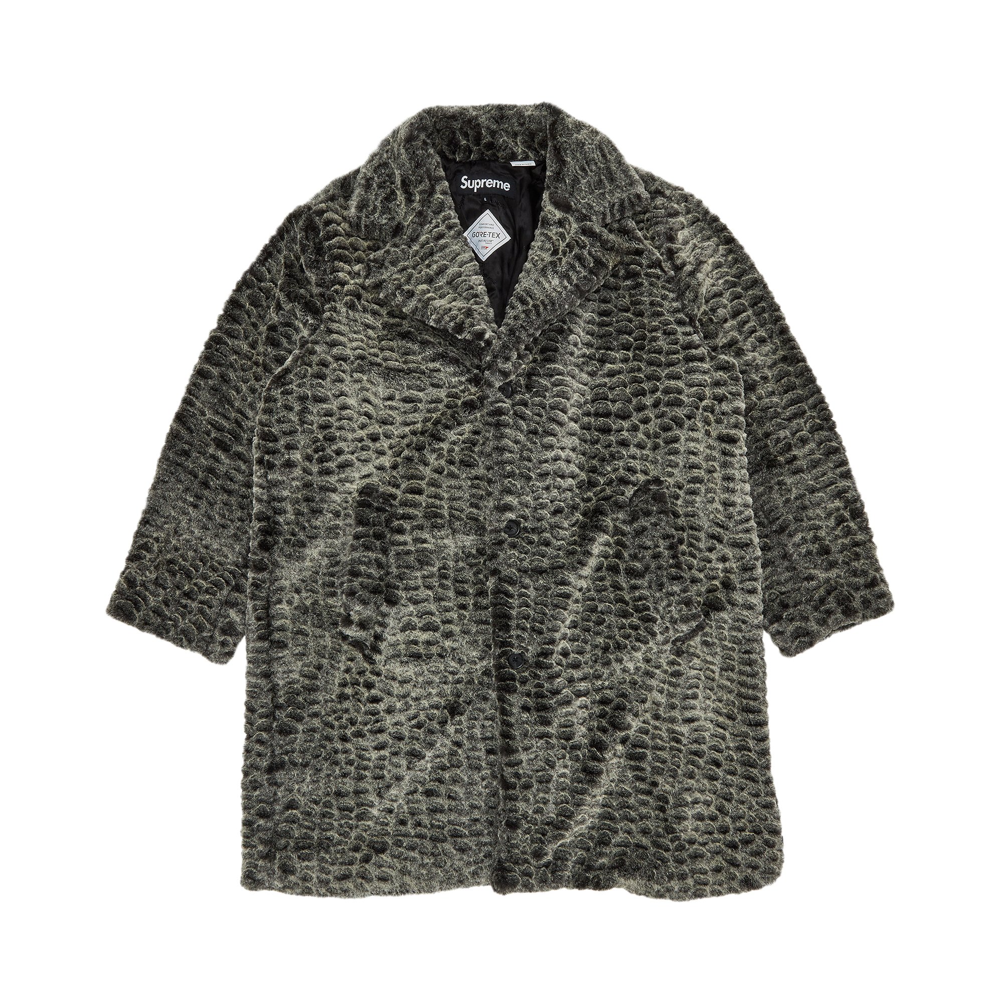 Supreme Croc Faux Fur Overcoat 'Black'