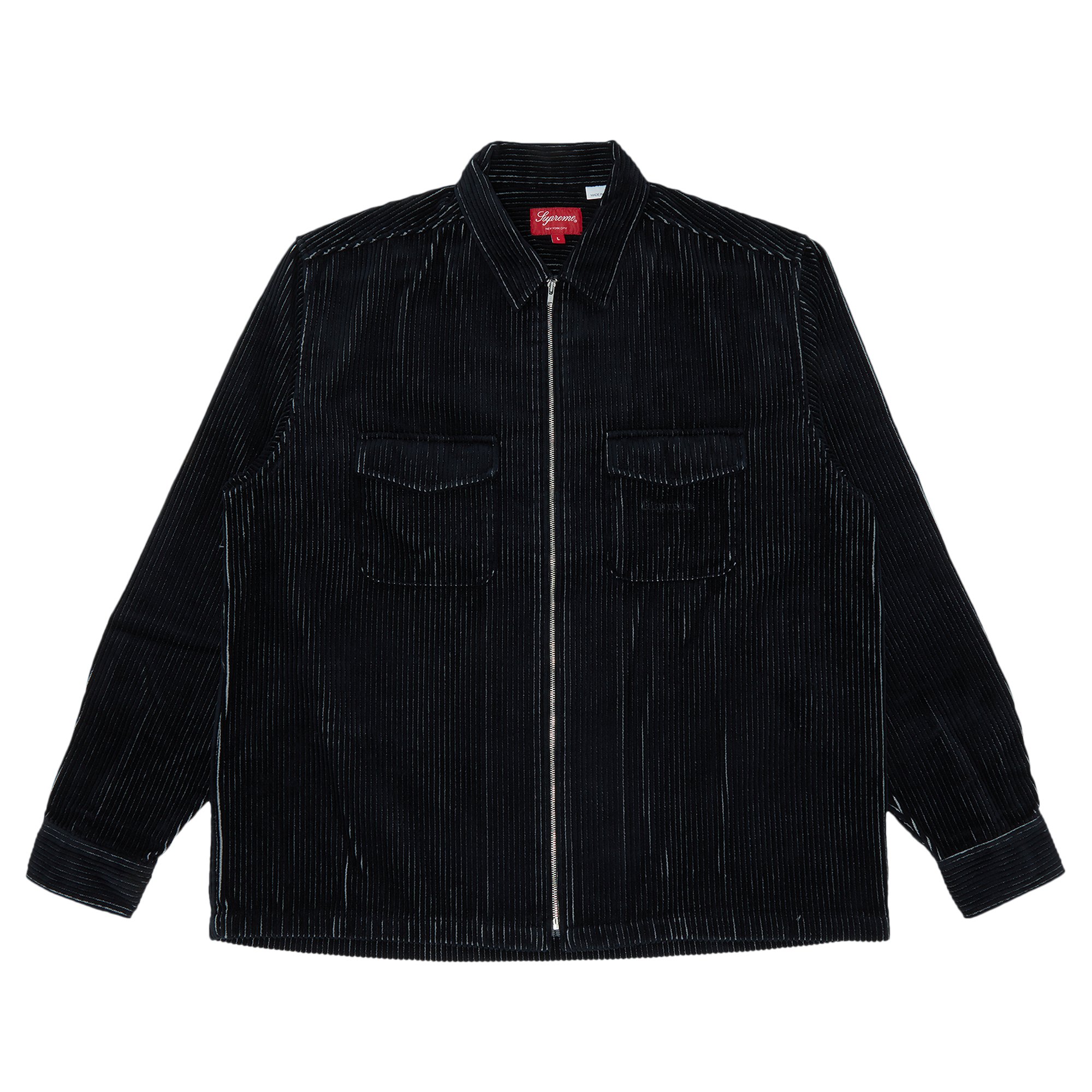Supreme 2-Tone Corduroy Zip Up Shirt 'Black'