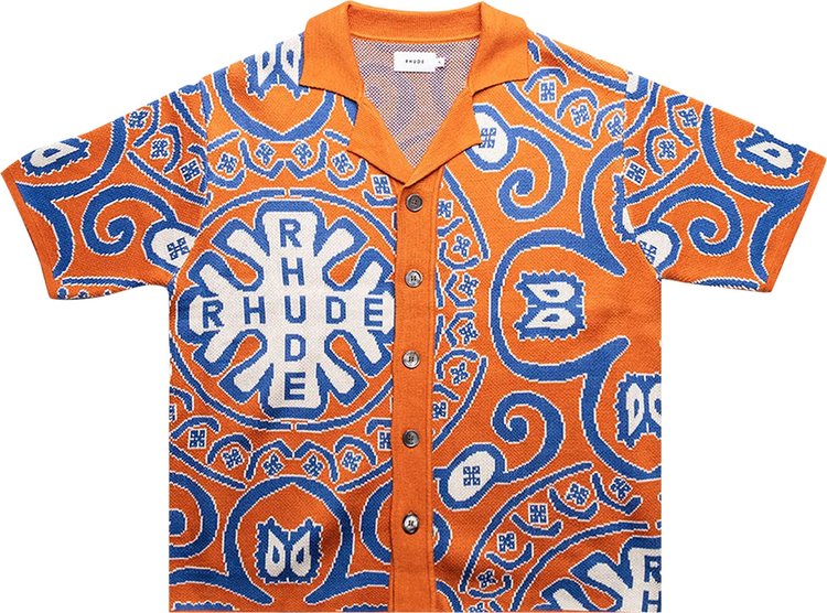 Buy Rhude Knit Tile SS23SR00822184 | Up Shirt \'Red/Blue/White\' Button GOAT 