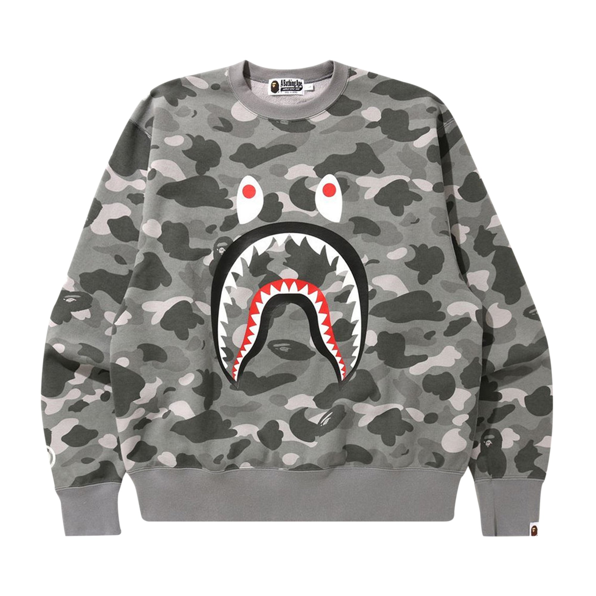 Buy BAPE Color Camo Shark Relaxed Fit Crewneck 'Grey' - 1H30 113