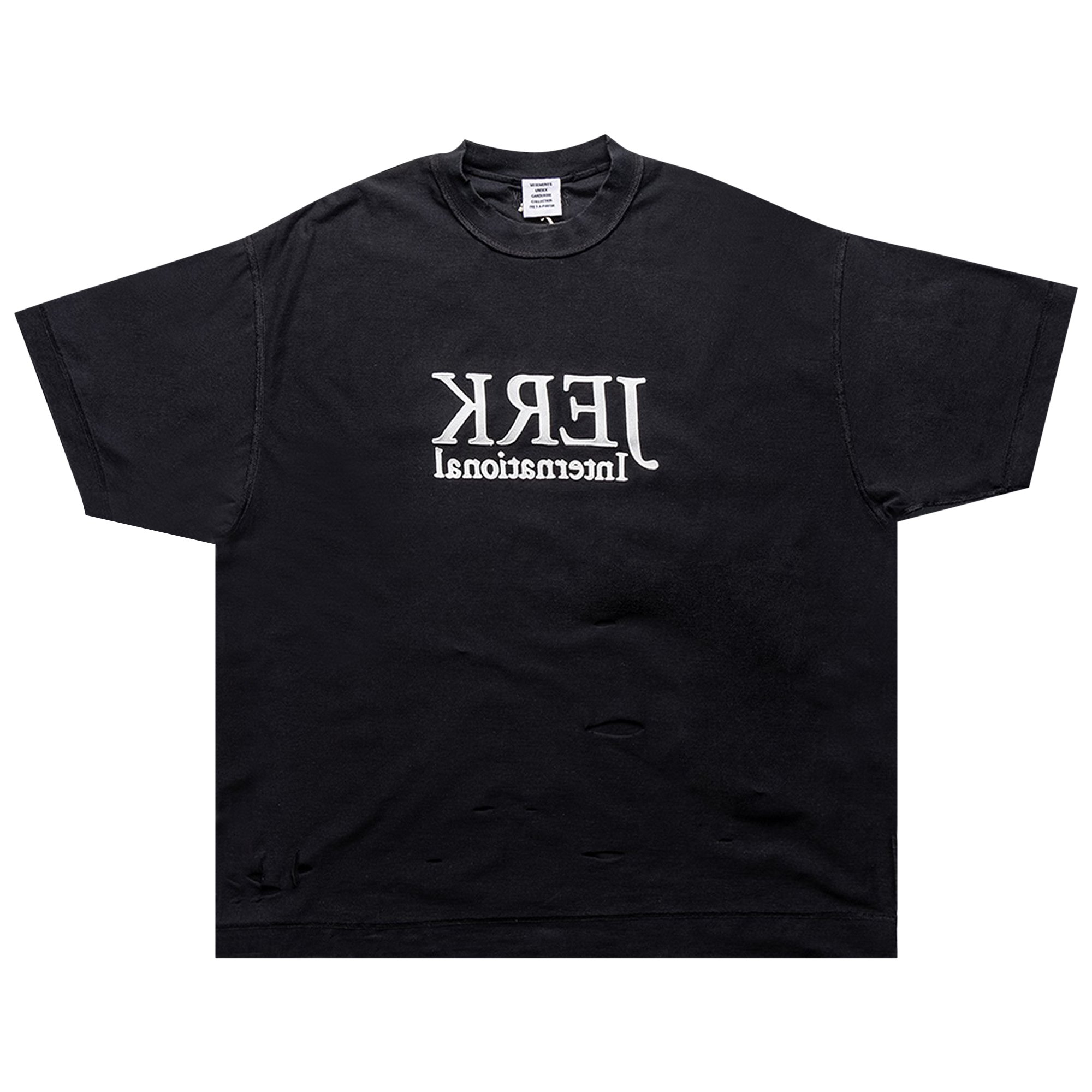 Buy Vetements Destroyed Jerk T-Shirt 'Black' - UE63TR530B BLAC | GOAT
