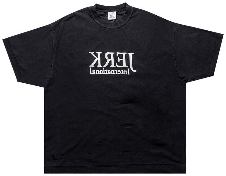 Vetements Destroyed Jerk T Shirt Black