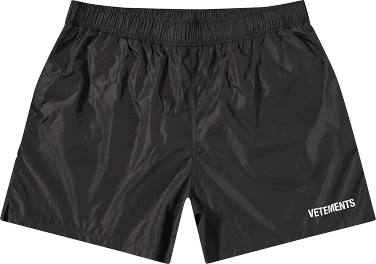 Vetements Logo Swimshorts Black