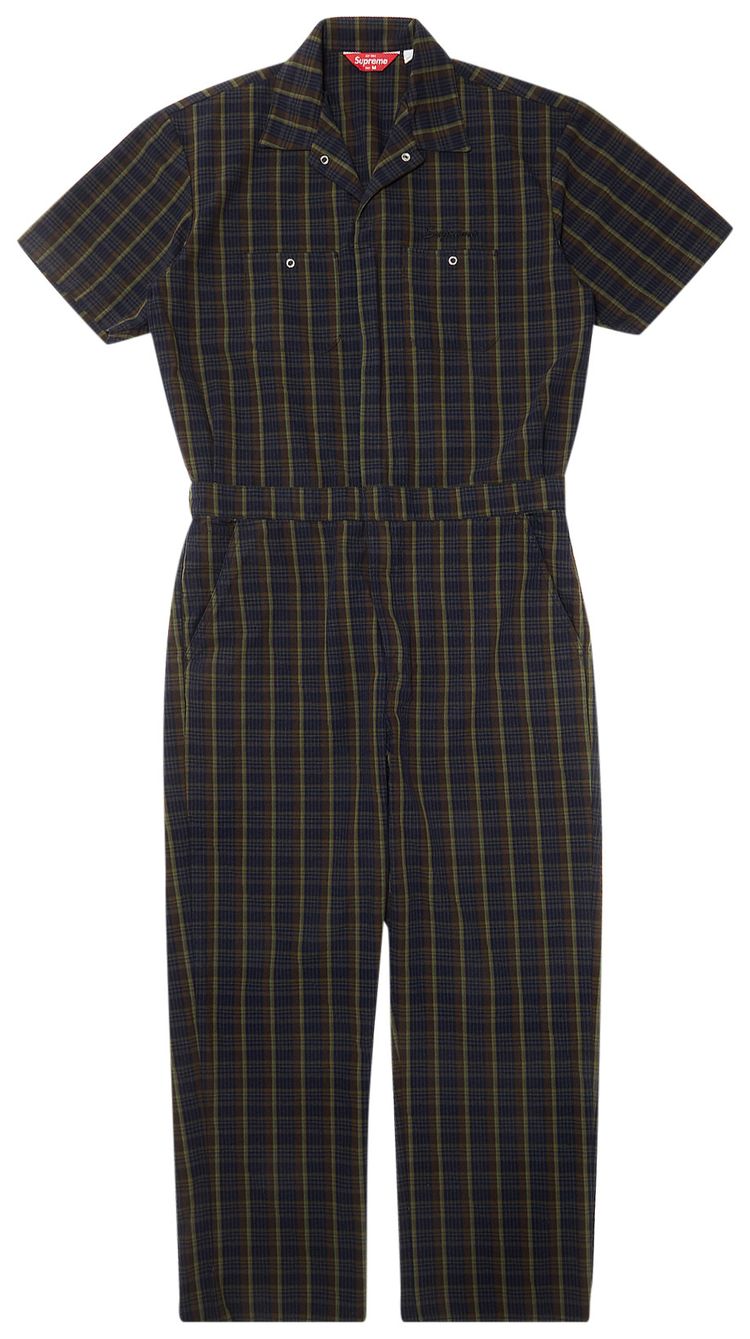 Supreme Short Sleeve Coverall Navy Plaid