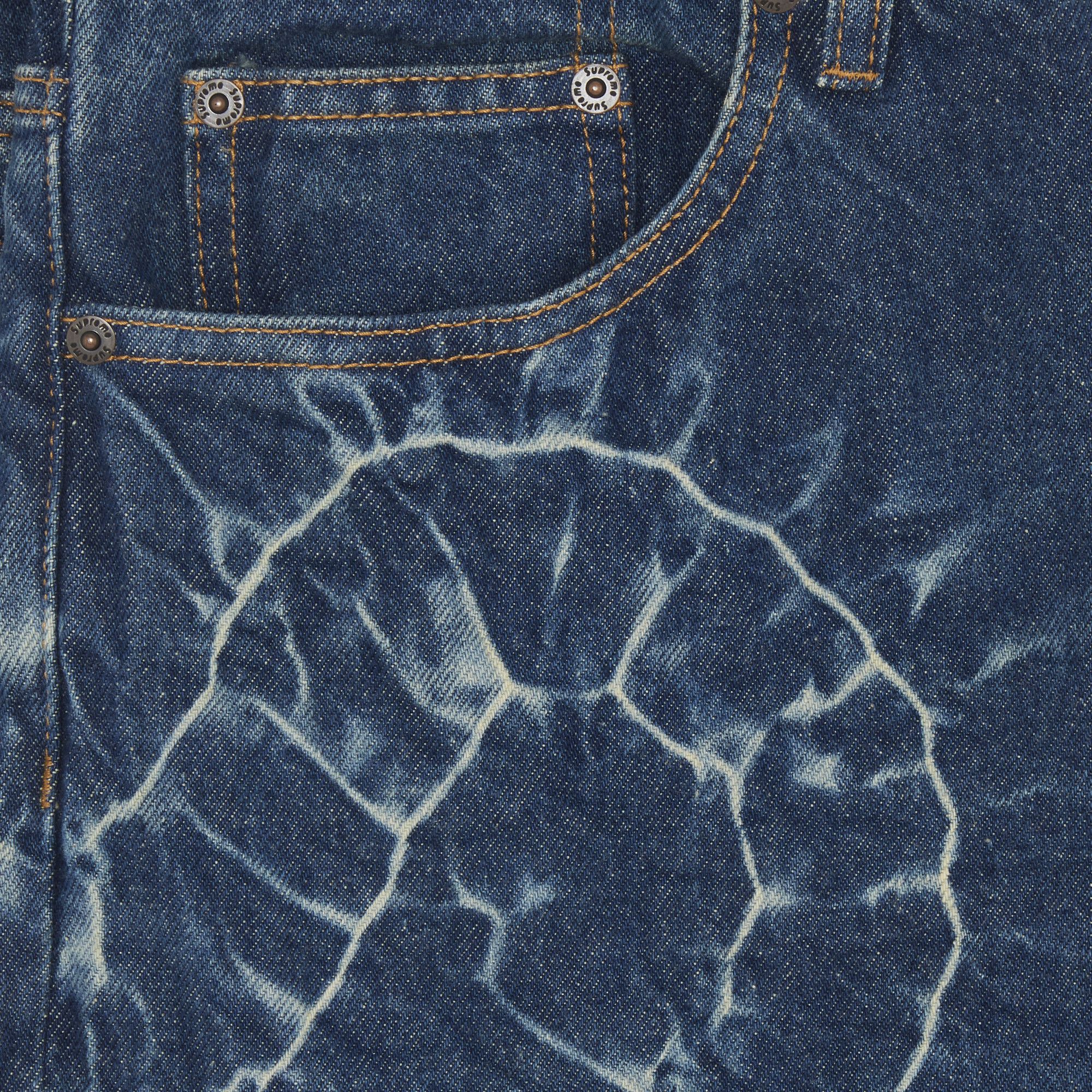Supreme Shibori Loose Fit Jean Rigid Indigo Blue Denim Size