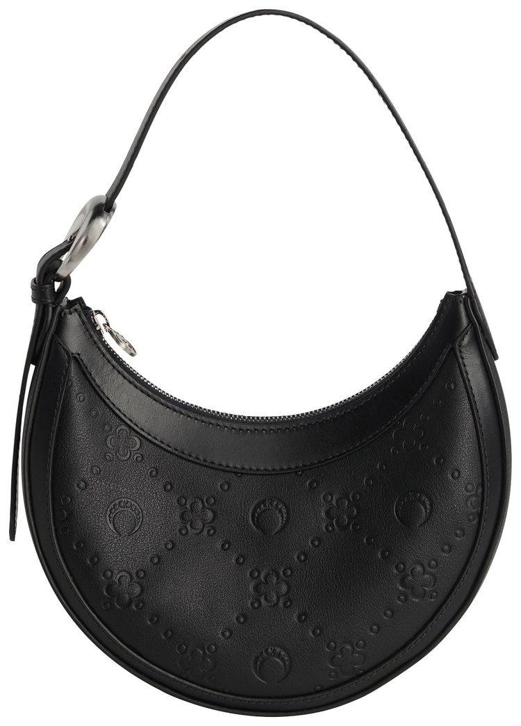 Marine Serre Moonogram Embossed Leather Eclips Mini Bag Black