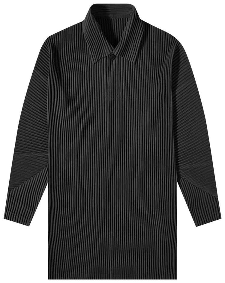 Homme Plisse Issey Miyake Pleated Long Sleeve Polo Black