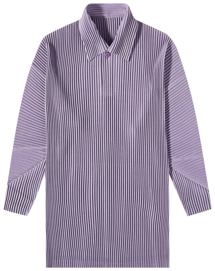 Homme Plisse Issey Miyake Pleated Long Sleeve Polo Purple Grey
