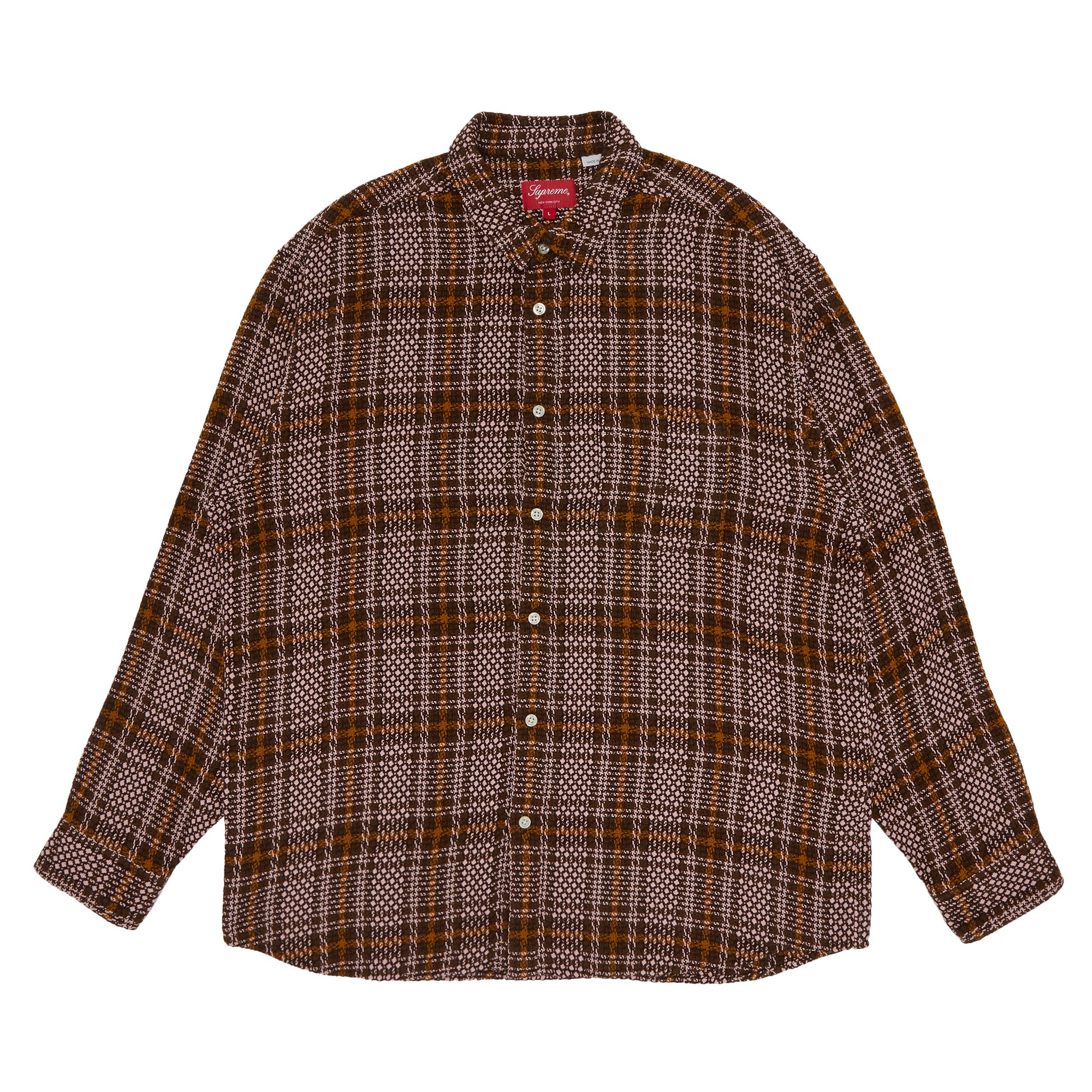Supreme Basket Weave Plaid Shirt 'Brown'