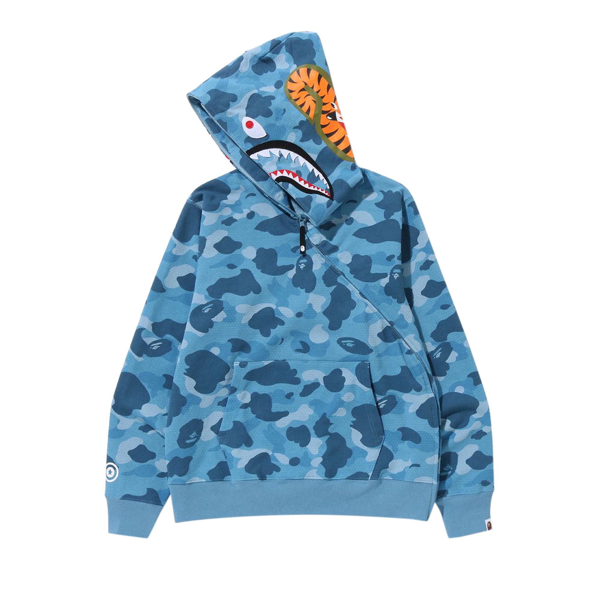 Size xl BAPE Honeycomb Camo Shark Full Zip Hoodie Blue