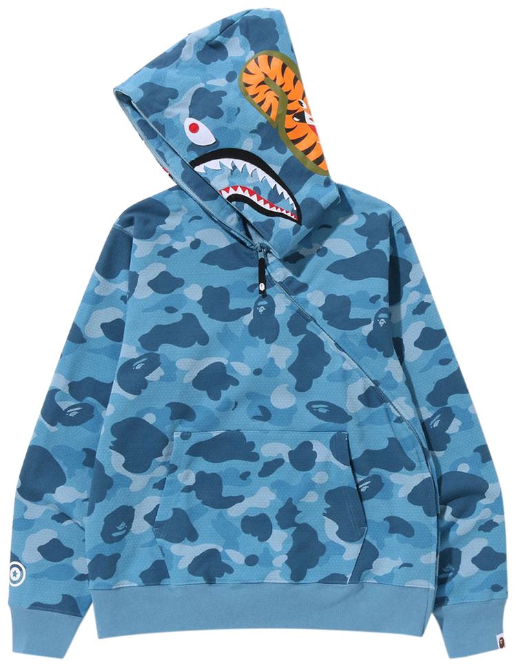 BAPE Honeycomb Camo Shark Full Zip Hoodie Blue