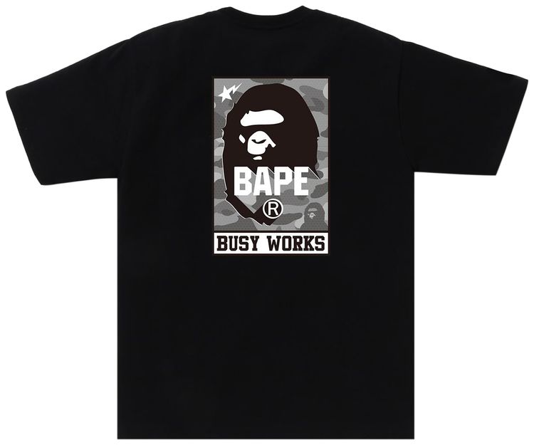 BAPE Honeycomb Camo Busy Works Tee BlackGrey