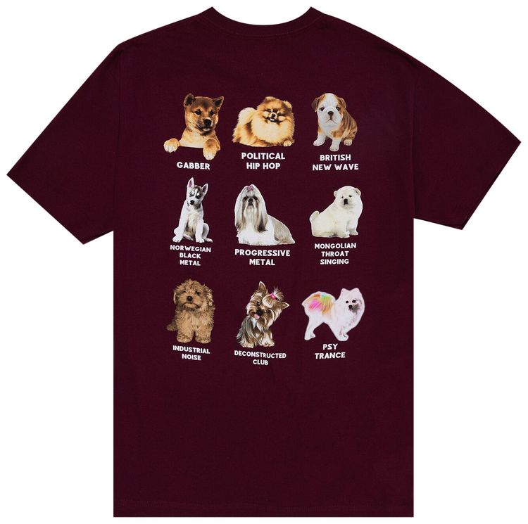 Pleasures Puppies T Shirt Burgundy