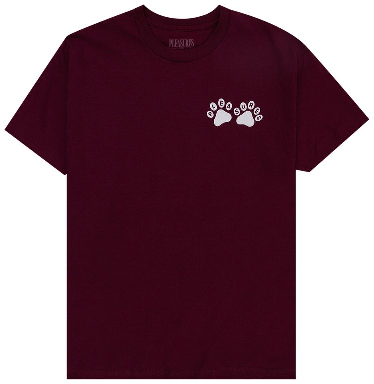 Pleasures Puppies T Shirt Burgundy