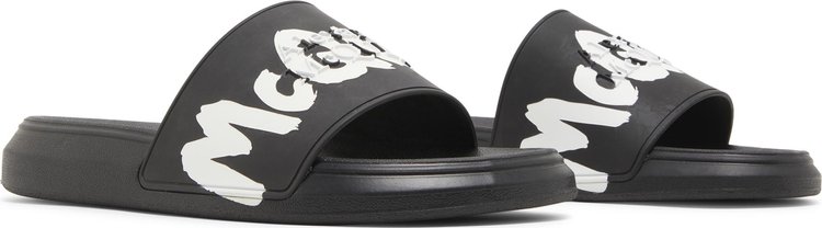 Alexander McQueen Rubber Pool Slide Graffiti   Black