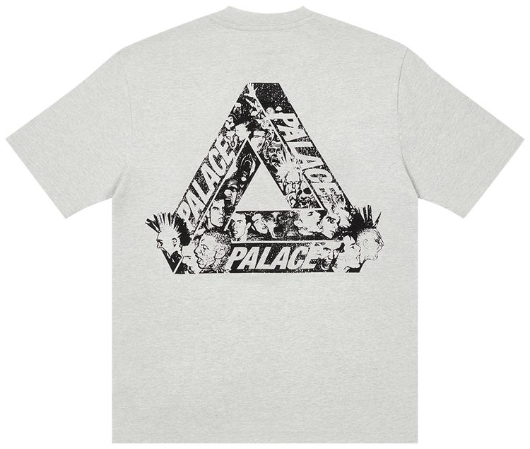 Palace Tri Heads T Shirt Grey Marl