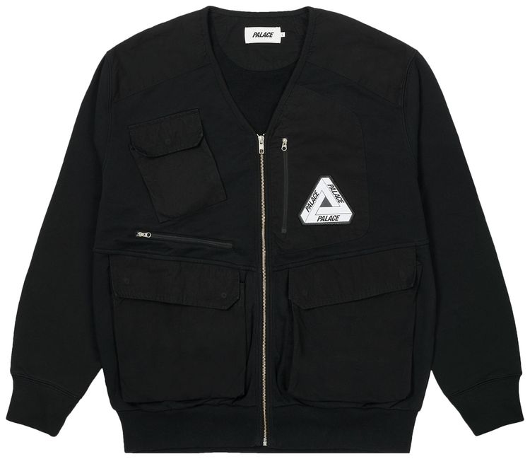 Palace Utility Zip Front Panel Sweat Black