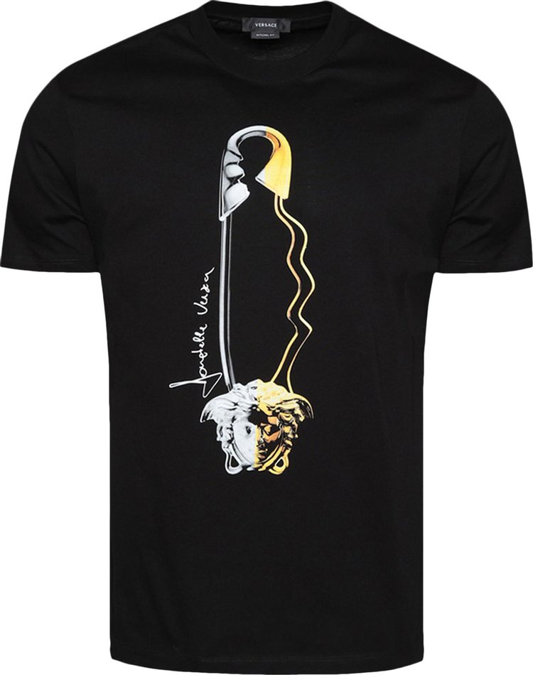 Versace Safety Pin Graphic T-Shirt 'Black'