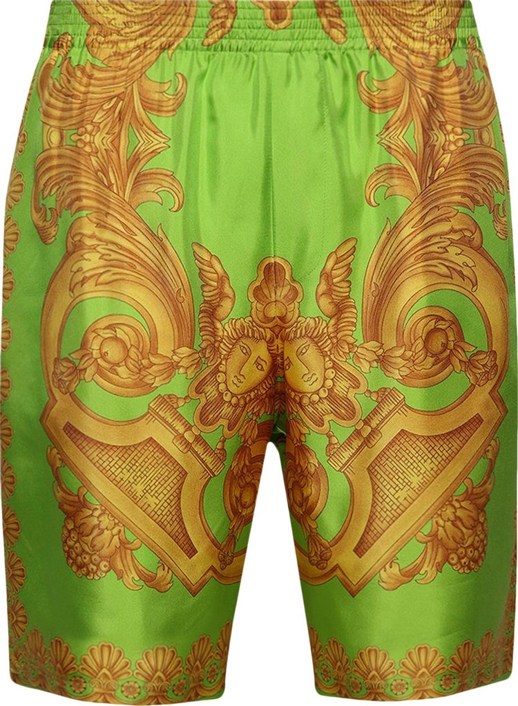 Versace Barocco 660 Silk Shorts 'Lime/Gold'