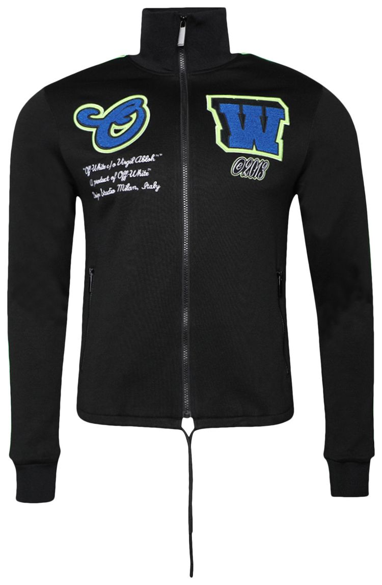 Off White Varsity Hamer Skinny Track Top Black Blue