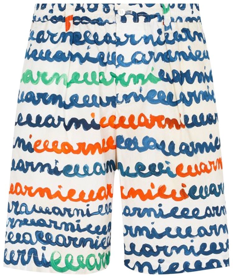 Marni Scribble Logo Shorts Turquoise