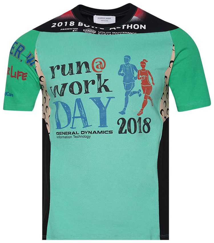 Marine Serre Regenerated Graphic T Shirt Bright Green