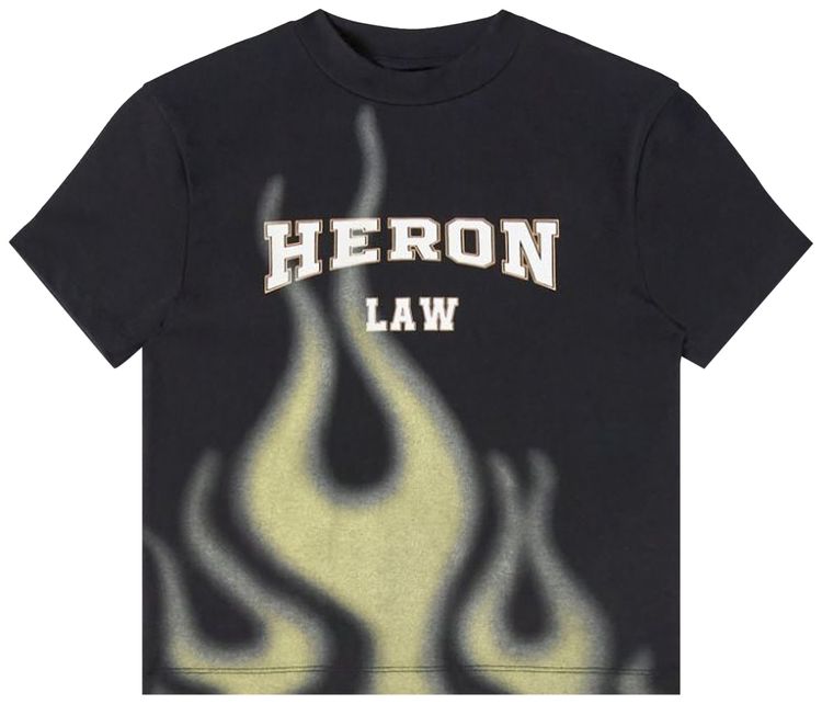 Buy Heron Preston Heron Law Flames Baby Tee 'Black/Yellow ...