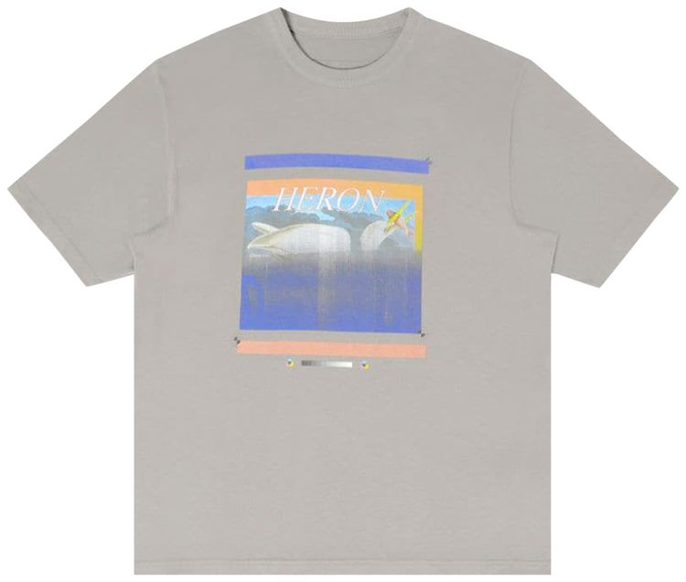 Heron Preston Misprinted Heron Short Sleeve Tee GreyNavy