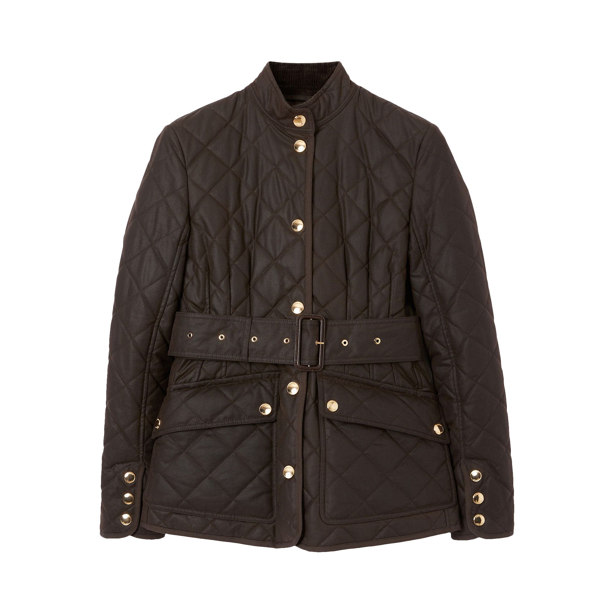 Burberry Quilted Waxed Jacket Dark Brown