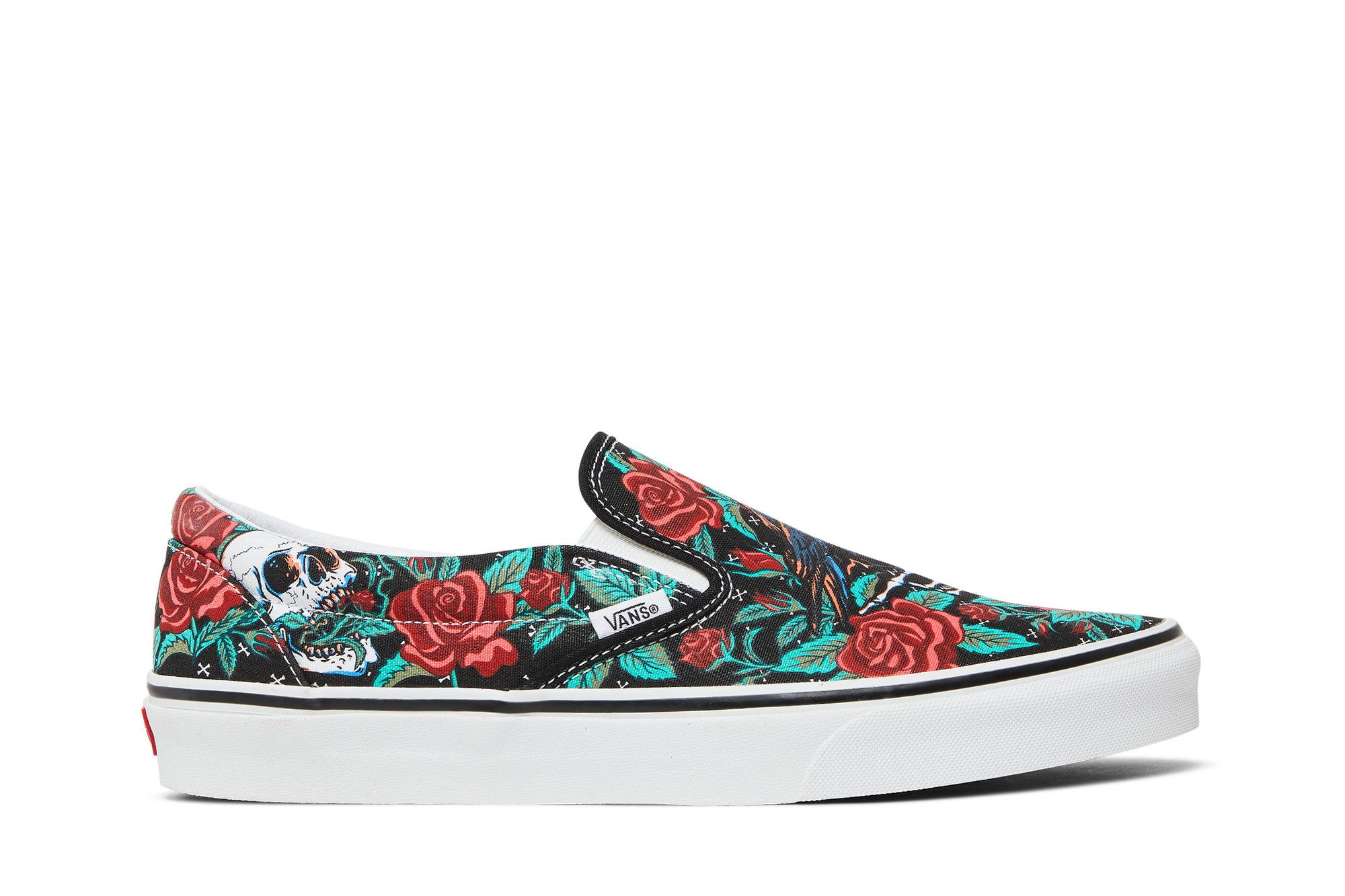 Black vans with store roses slip ons