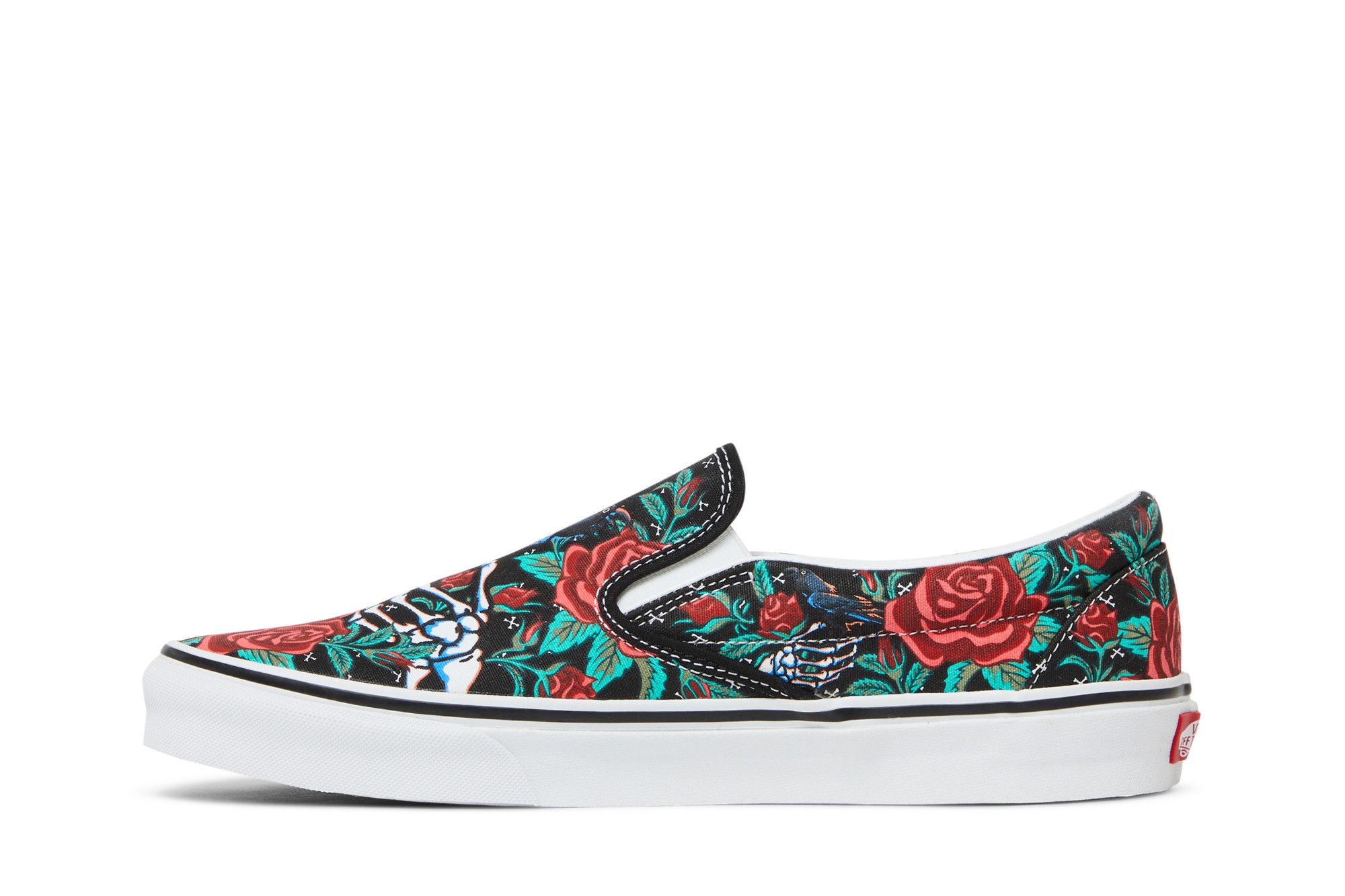 black slip on vans with roses