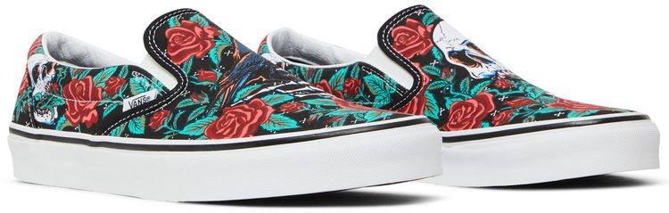Vans Classic Slip On Rose Skulls