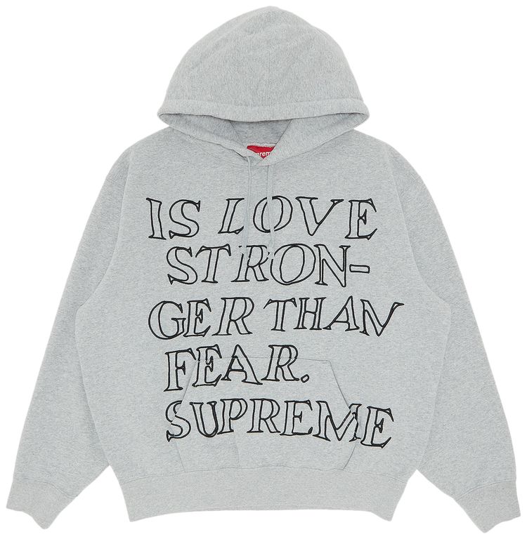 Supreme Stronger Than Fear Hooded Sweatshirt Heather Grey