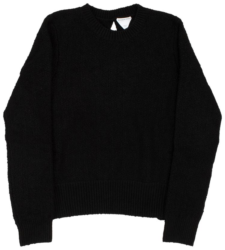 Bottega Veneta Medium Weight Textured Viscose Knit Sweater Black