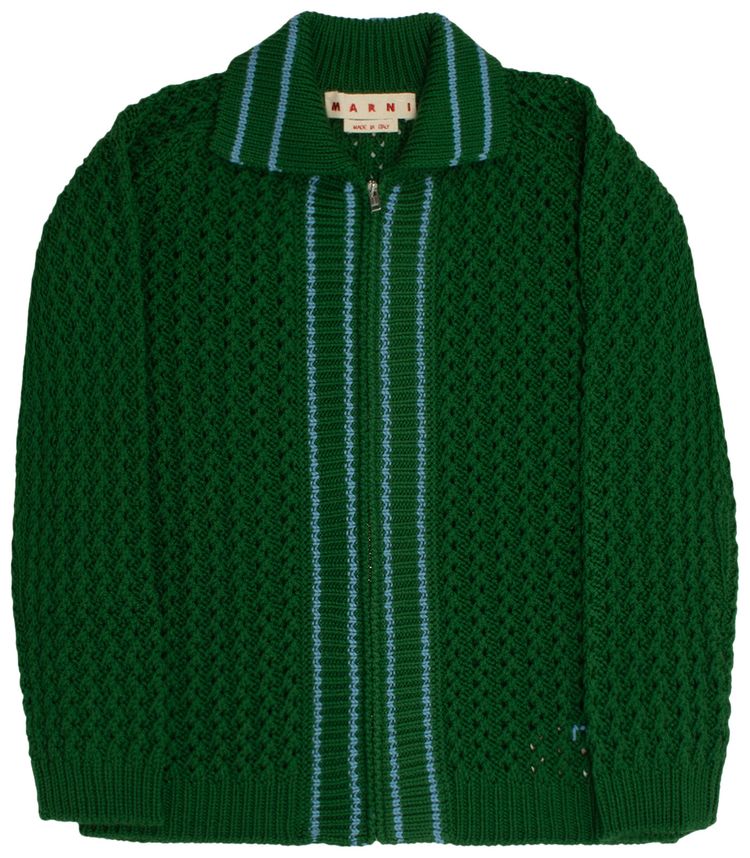 Marni Crochet Zip Cardigan Green