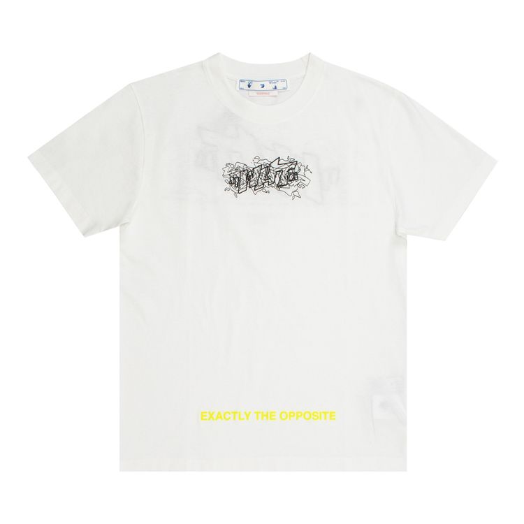 Off White Graffiti Layers Slim Short Sleeve Tee WhiteBlack