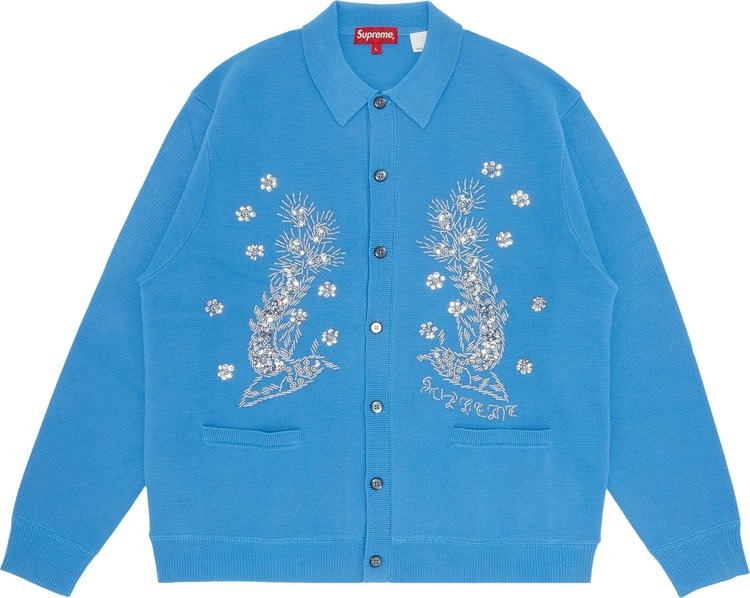 Supreme Beaded Appliqué Cardigan 'Bright Blue'