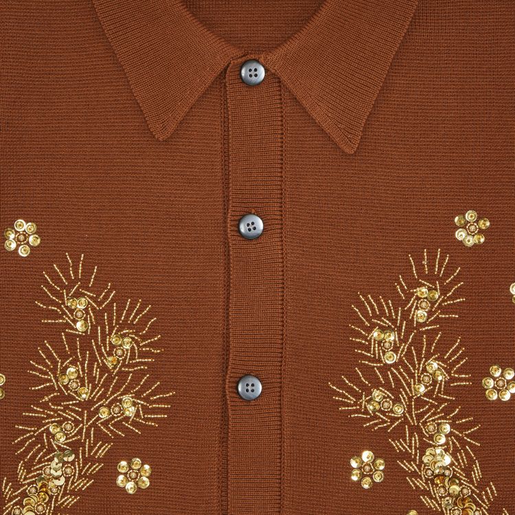 Supreme Beaded Applique Cardigan Rust